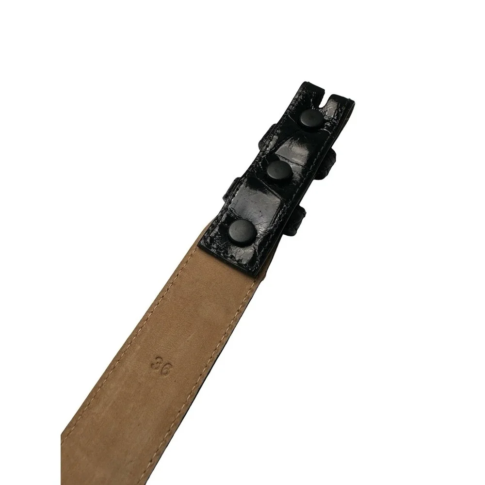 Bespoke Black Genuine American Alligator Mens Belt Strap Size 36 Made in USA